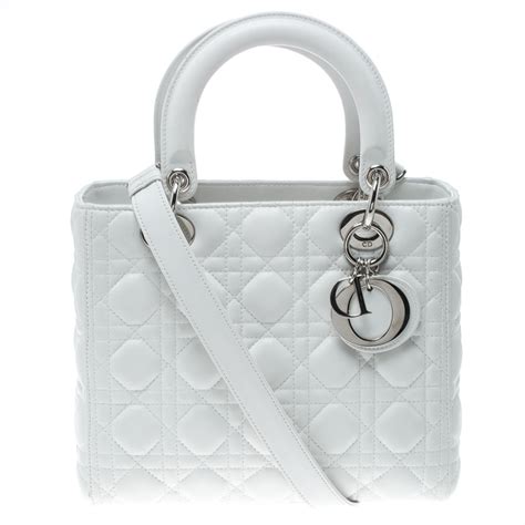 medium lady dior white|Lady Dior medium size.